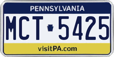 PA license plate MCT5425