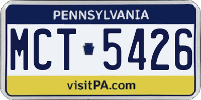 PA license plate MCT5426