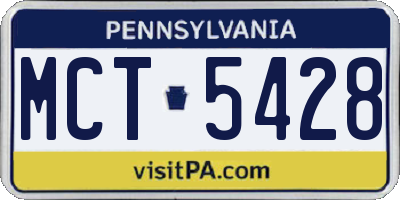 PA license plate MCT5428