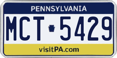 PA license plate MCT5429