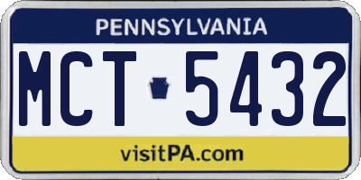 PA license plate MCT5432