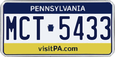PA license plate MCT5433