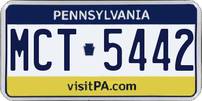 PA license plate MCT5442
