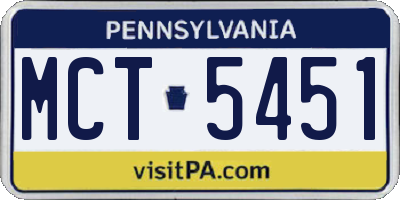 PA license plate MCT5451