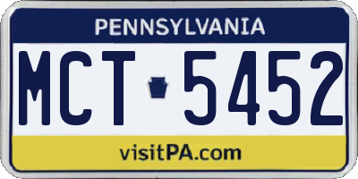 PA license plate MCT5452