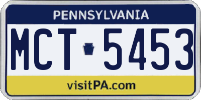 PA license plate MCT5453