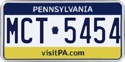 PA license plate MCT5454