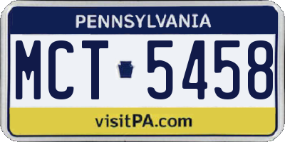 PA license plate MCT5458