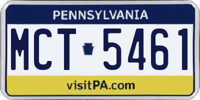PA license plate MCT5461