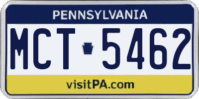 PA license plate MCT5462