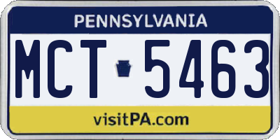 PA license plate MCT5463