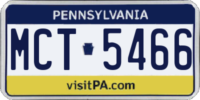 PA license plate MCT5466