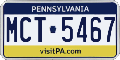 PA license plate MCT5467
