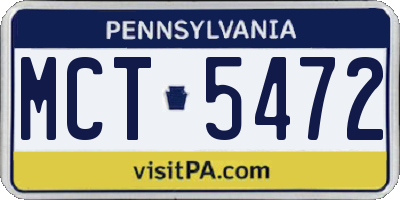 PA license plate MCT5472