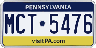 PA license plate MCT5476