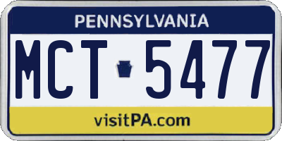 PA license plate MCT5477