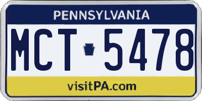 PA license plate MCT5478