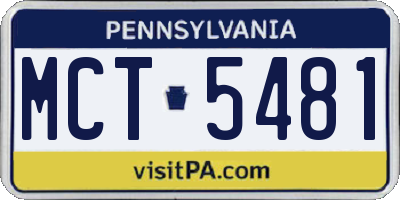 PA license plate MCT5481