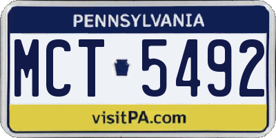 PA license plate MCT5492