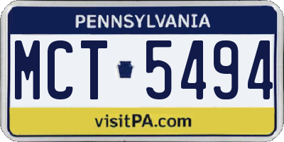 PA license plate MCT5494