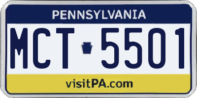 PA license plate MCT5501
