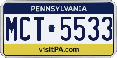 PA license plate MCT5533