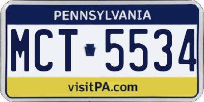 PA license plate MCT5534