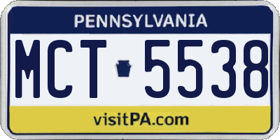 PA license plate MCT5538