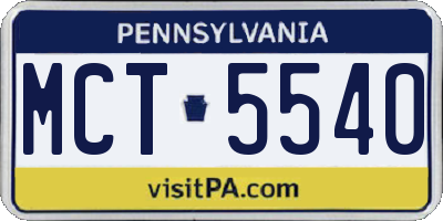 PA license plate MCT5540