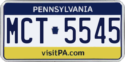 PA license plate MCT5545