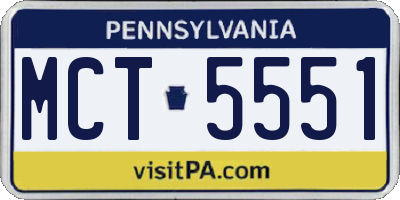 PA license plate MCT5551