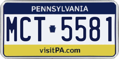 PA license plate MCT5581
