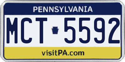 PA license plate MCT5592