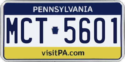 PA license plate MCT5601