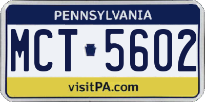 PA license plate MCT5602