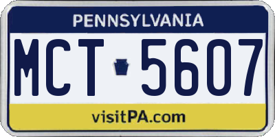 PA license plate MCT5607