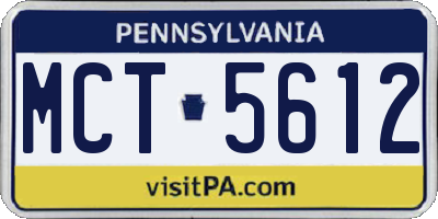 PA license plate MCT5612