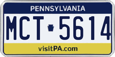 PA license plate MCT5614
