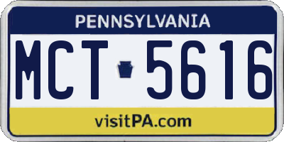 PA license plate MCT5616