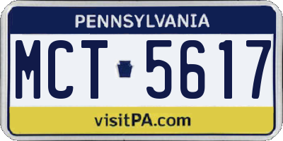PA license plate MCT5617