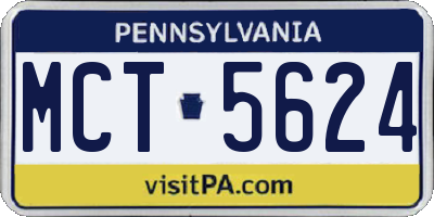 PA license plate MCT5624
