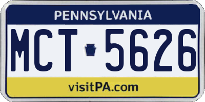 PA license plate MCT5626