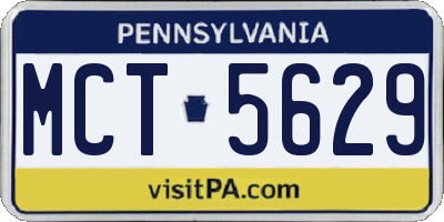 PA license plate MCT5629