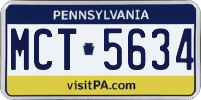 PA license plate MCT5634