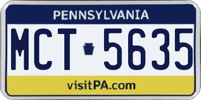 PA license plate MCT5635
