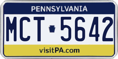 PA license plate MCT5642