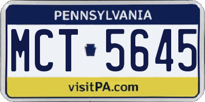 PA license plate MCT5645