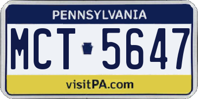 PA license plate MCT5647