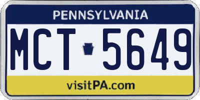 PA license plate MCT5649