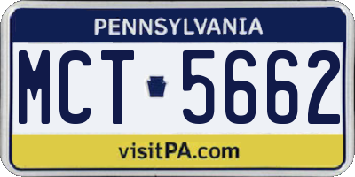 PA license plate MCT5662
